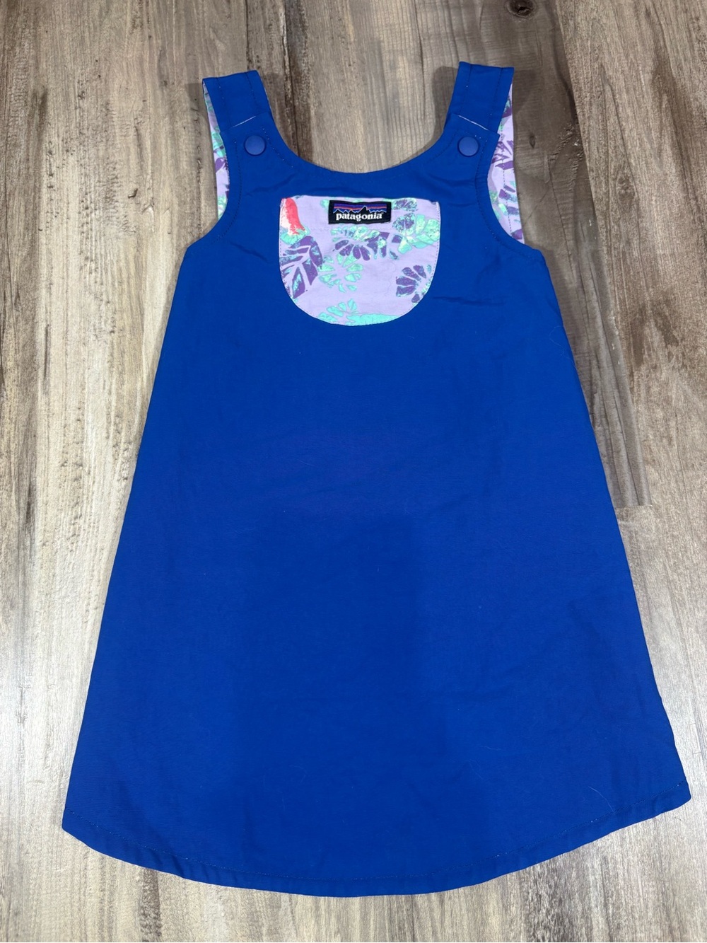 Patagonia Girls SZ 3T Reversible Baggies Jumper RN51884 Blue/ Purple/ Floral